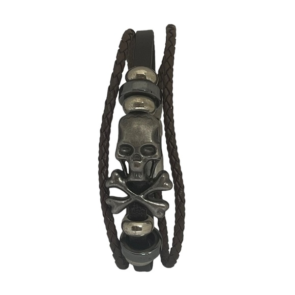 Steeltime ☠︎︎ Skull + Crossbones Braided Multi Wrap Leather ☠︎︎
Black Brown ☠︎︎ - Picture 5 of 16